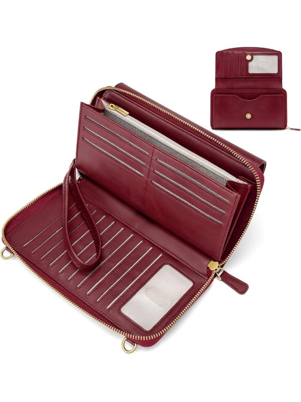 Stylish Vegan Leather Crossbody Wristlet Wallet with RFID & Phone Pocket